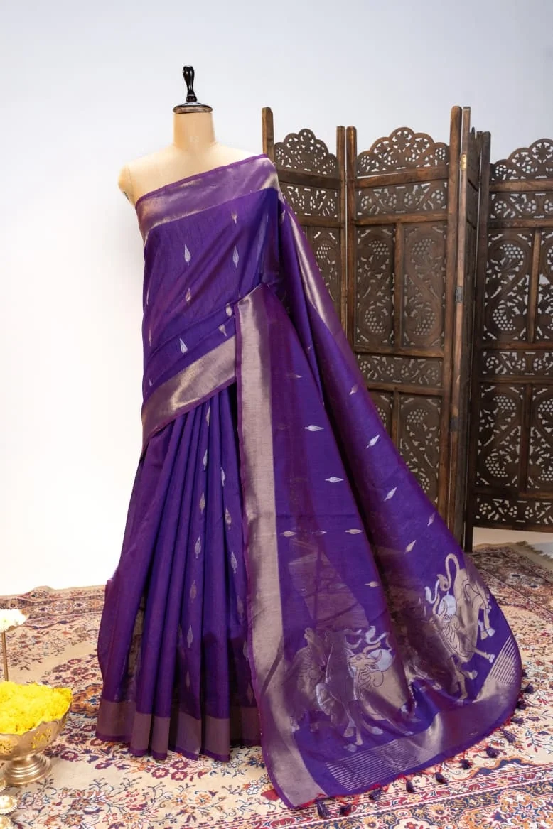Bright Orange Kanchipuram Handloom Bridal Silk Saree
